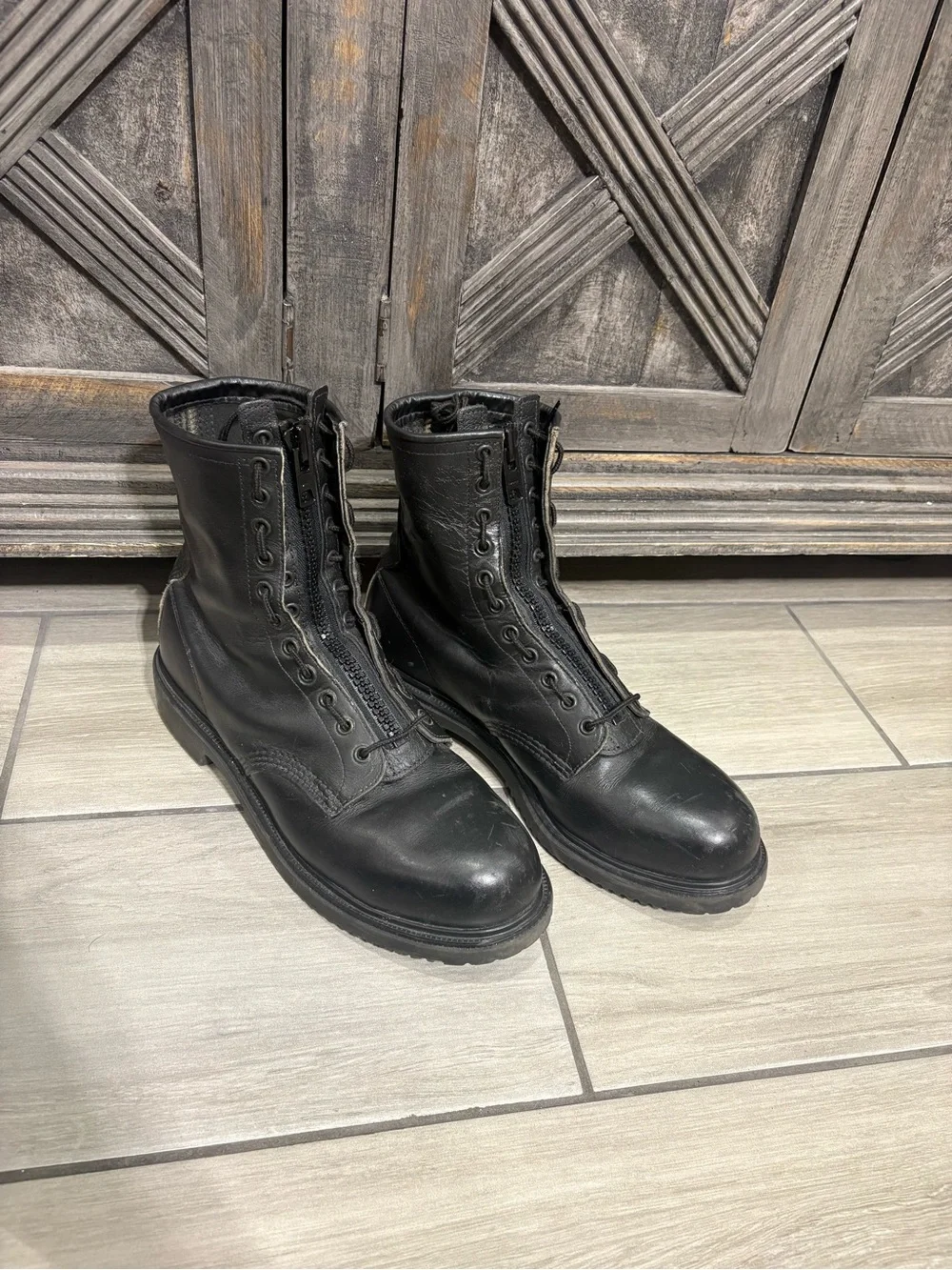 RED WING 4473 Vintage USA BLACK LEATHER ENGINEER MILITARY BOOTS 11 STEEL TOE